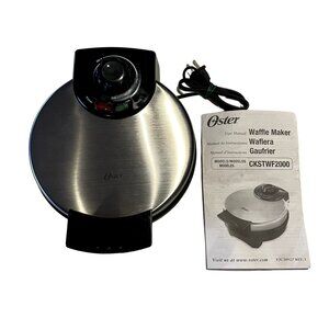 Oster CKSTWF2000 Stainless Steel  Black Belgian Waffle Maker u Adjustable Temper